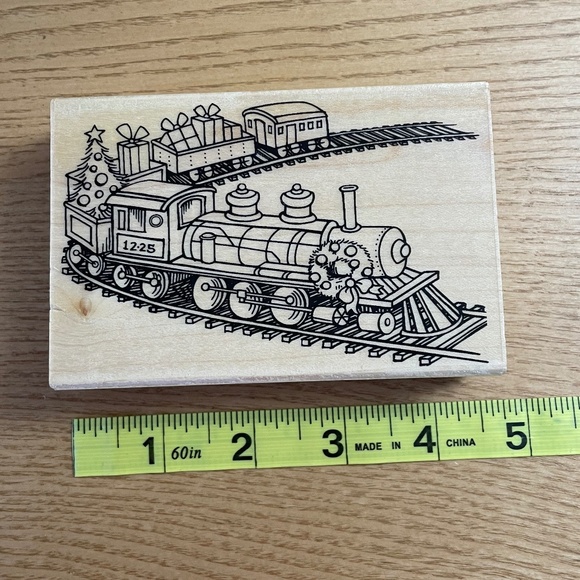 Stampendous Toy Train Rubber Stamp Christmas Train Large 5" x 3" #P202 - Picture 4 of 5